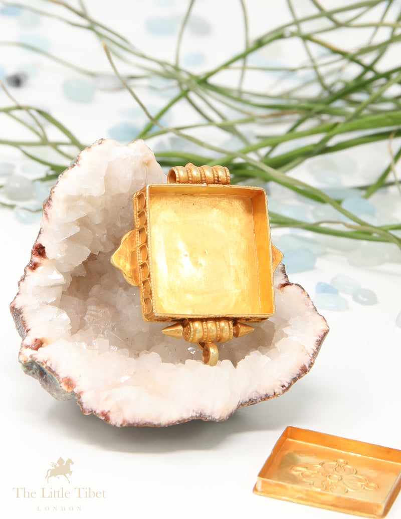 Jewel studded mini Gau Tibetan Pendant