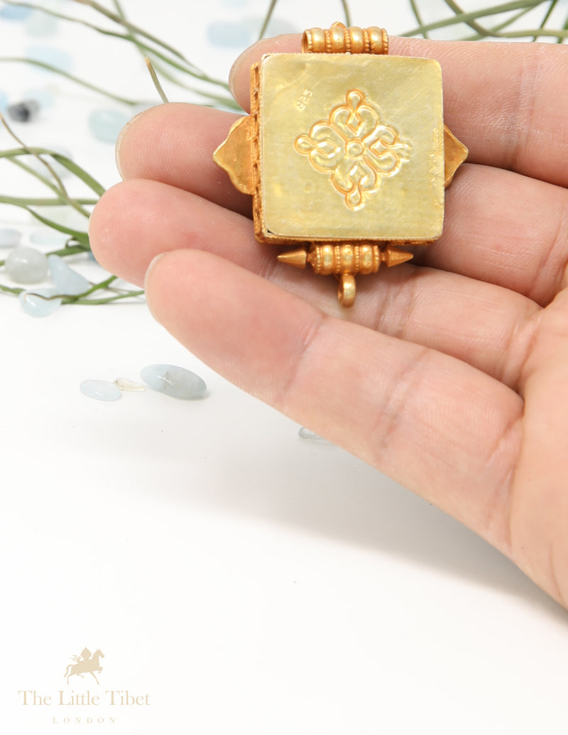 Jewel studded mini Gau Tibetan Pendant