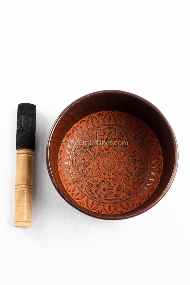 Black large  aluminium singing bowl sound therapy chakra realigning himalayan instrument orange accents