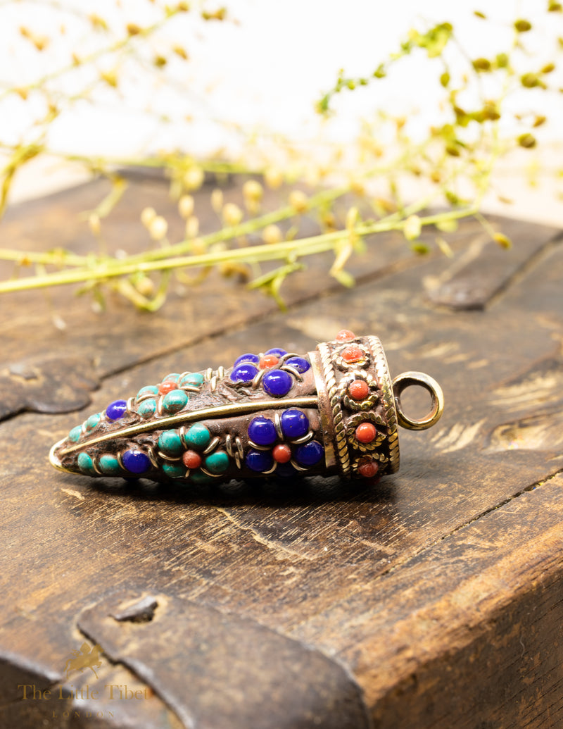 Mystic tiger's tooth shape piece for making jewellery or pendant - SN3-The Little Tibet