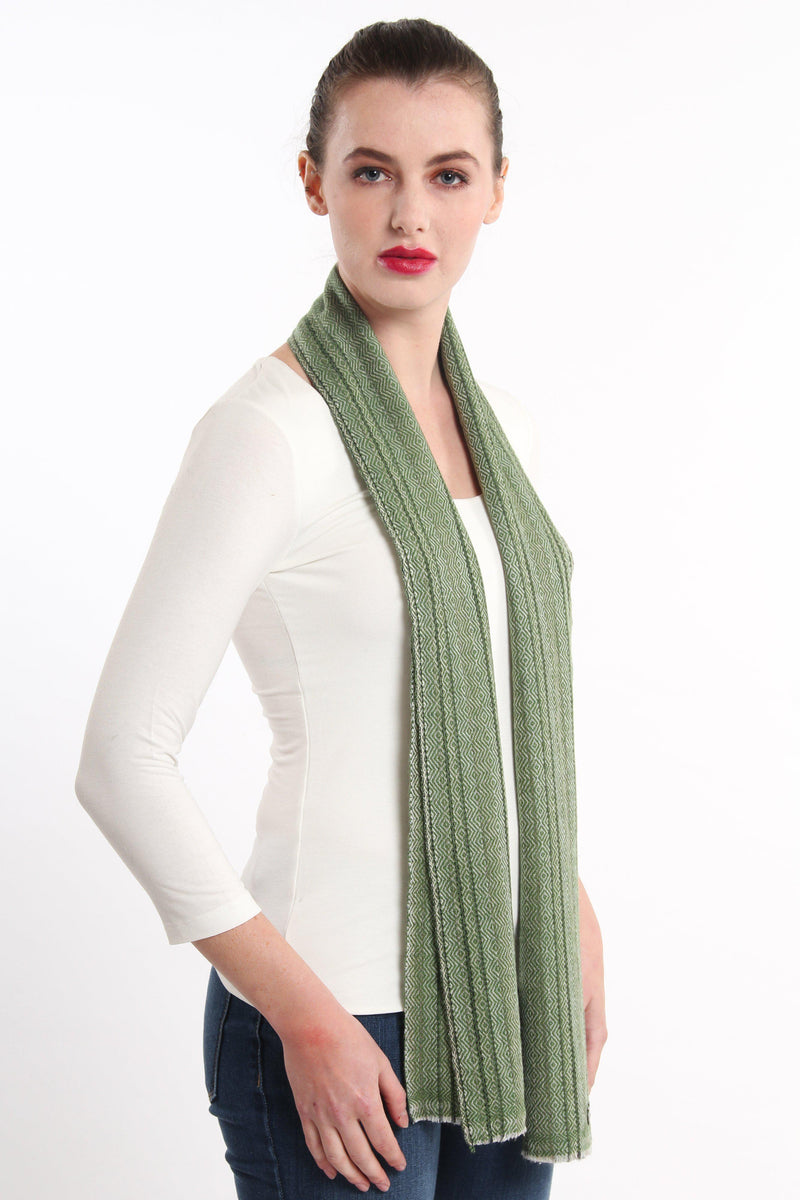 Green Cashmere Skinny Scarf (CMMD), The Little Tibet