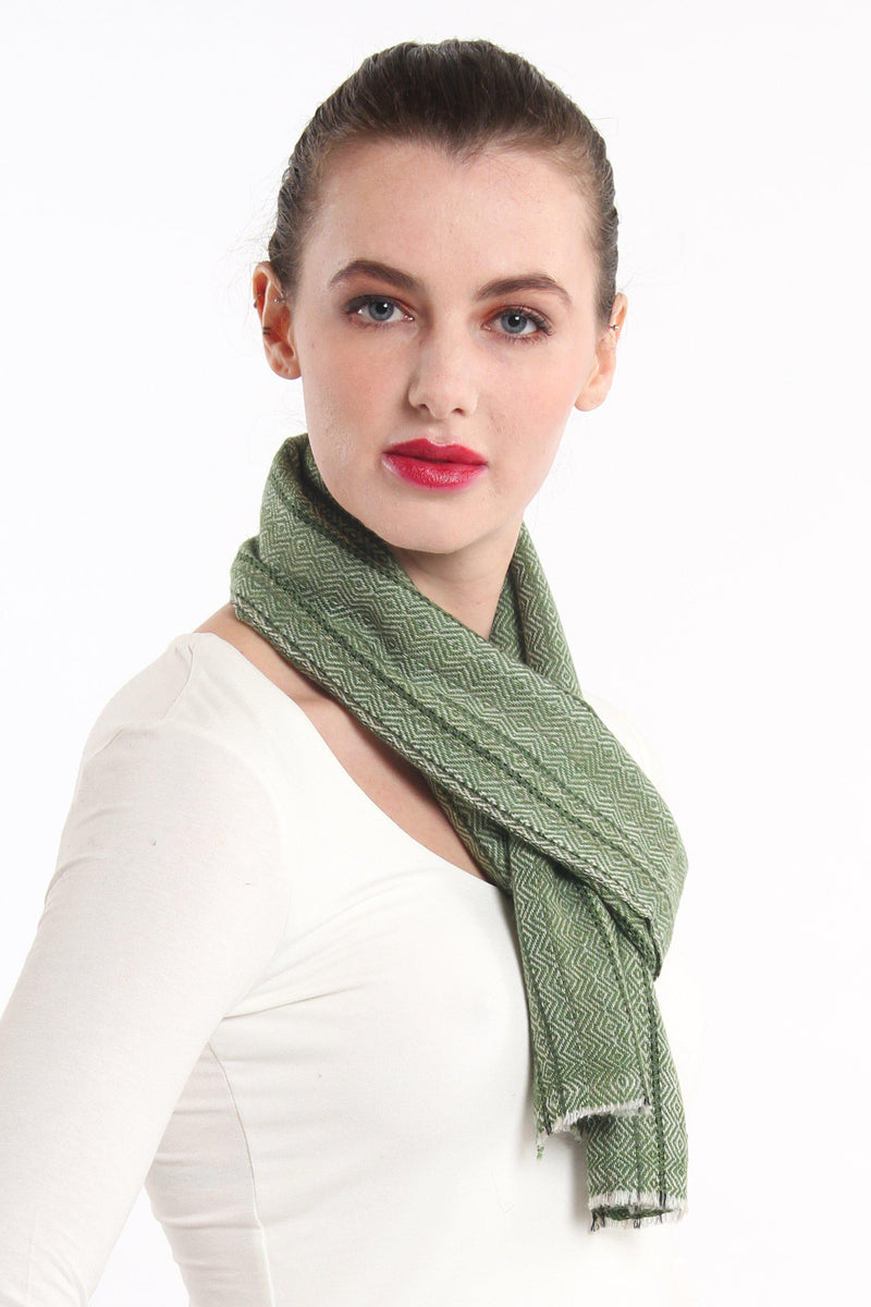 Green Cashmere Skinny Scarf (CMMD), The Little Tibet
