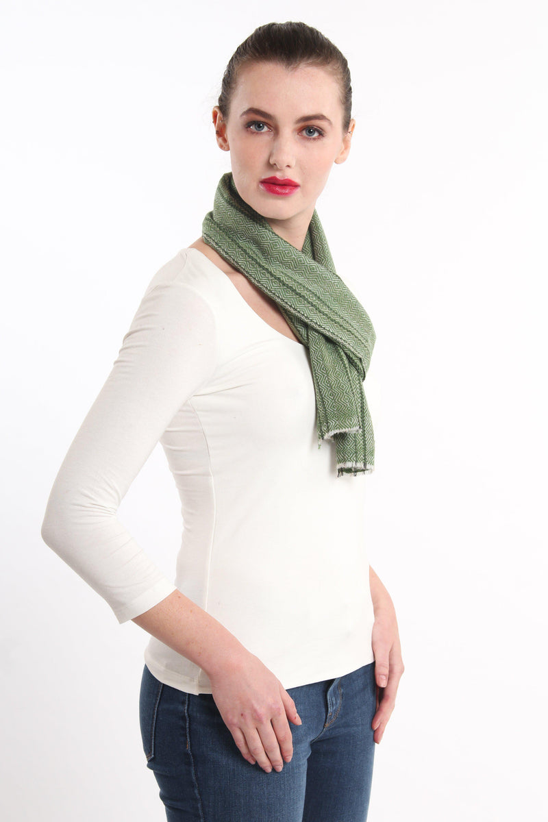 Green Cashmere Skinny Scarf (CMMD), The Little Tibet