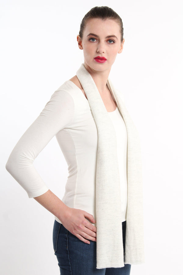 White Cashmere Skinny Scarf (CMMC), The Little Tibet
