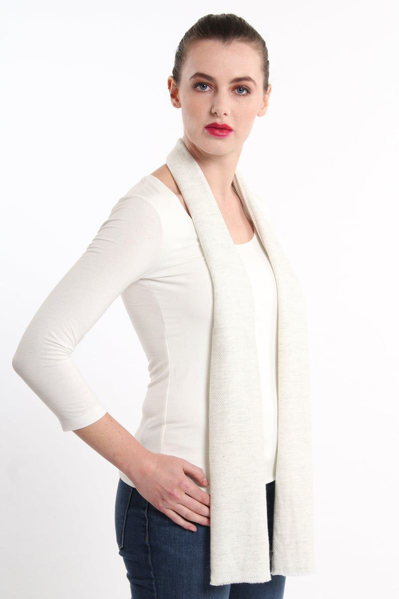 White Cashmere Skinny Scarf (CMMC), The Little Tibet