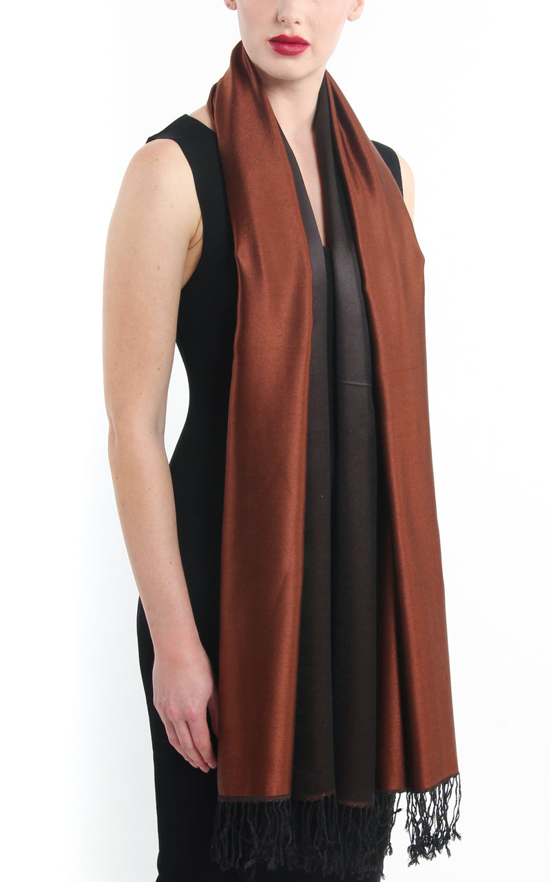 Luxury 100% pure  rich brown black  reversible pashmina shawl free uk shipping