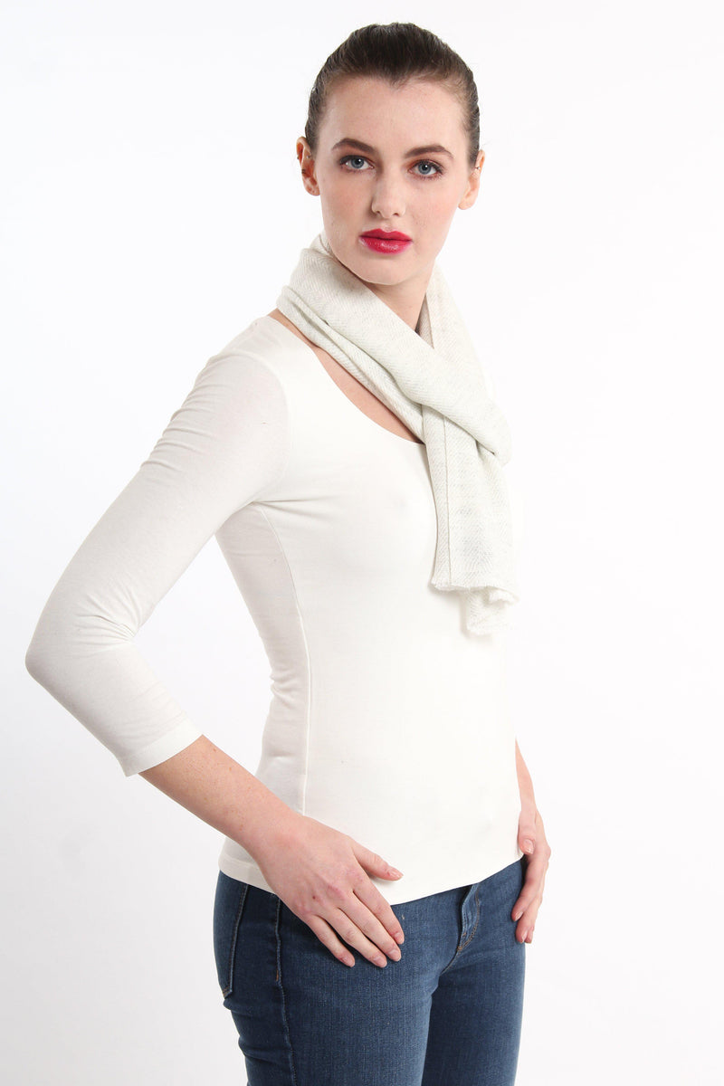 White Cashmere Skinny Scarf (CMMC), The Little Tibet