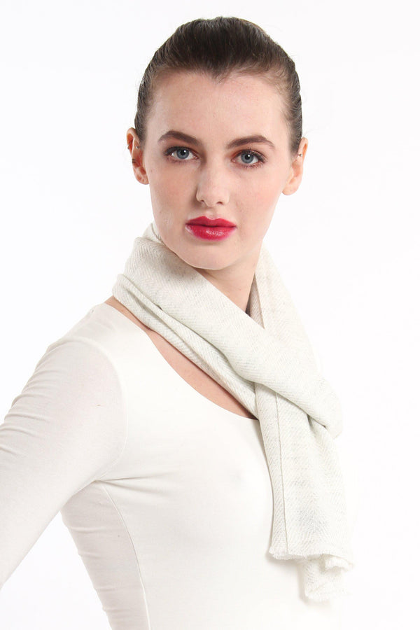 White Cashmere Skinny Scarf (CMMC), The Little Tibet