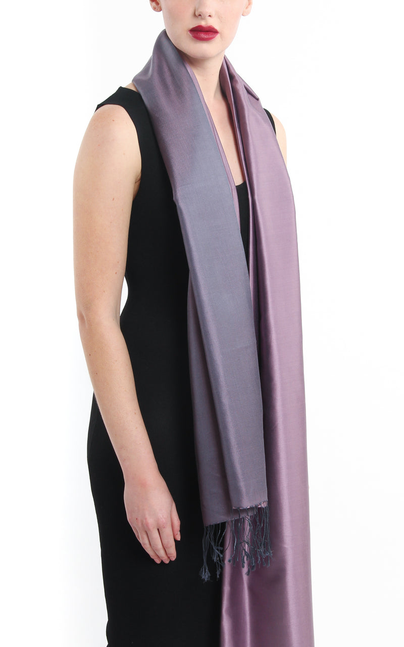 Luxury 100% pure lilac plain  pashmina with tassels free uk shipping
